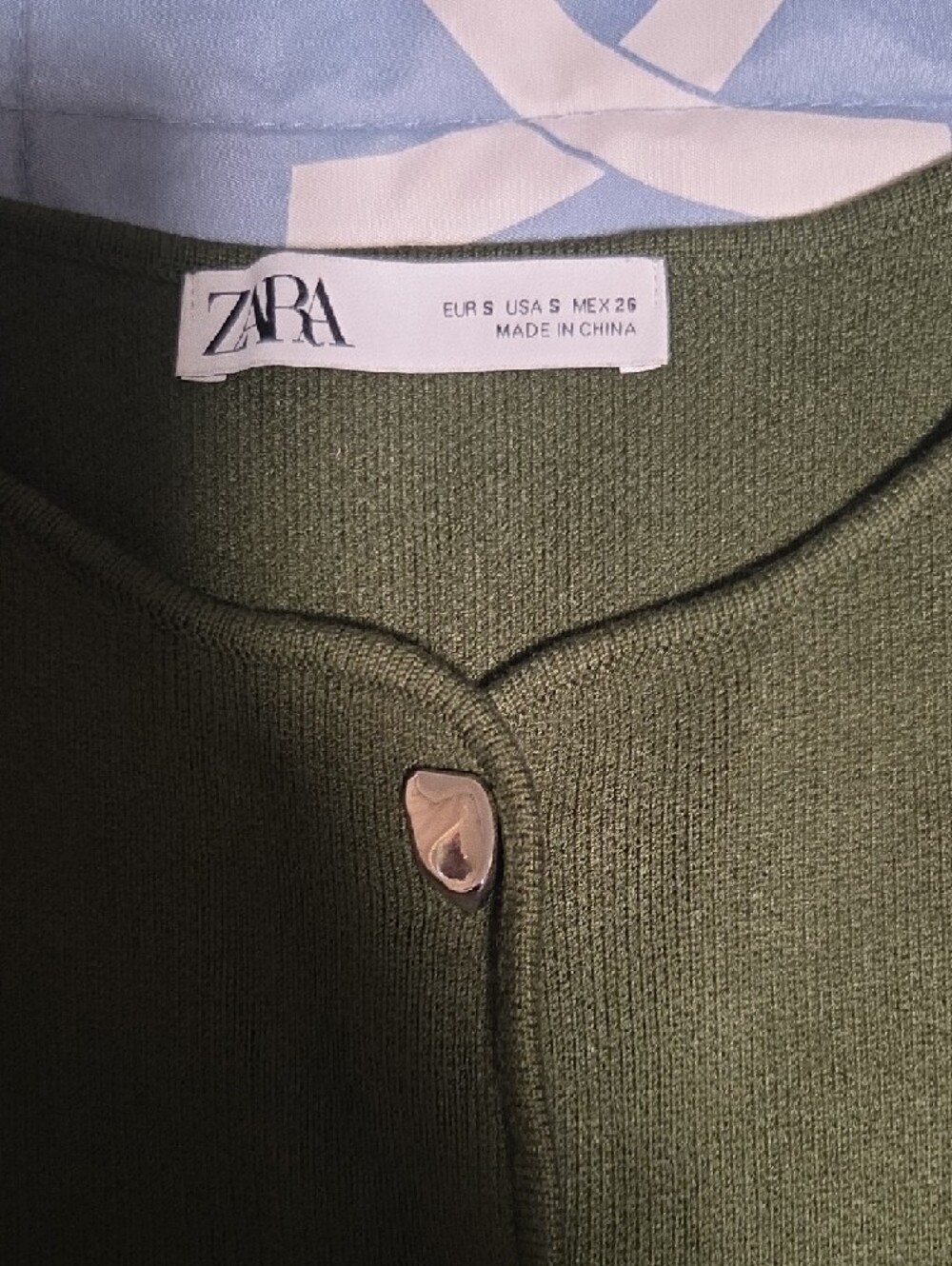 Zara Olive Green Ribbed Button-Front Tank - Picture 2 of 4